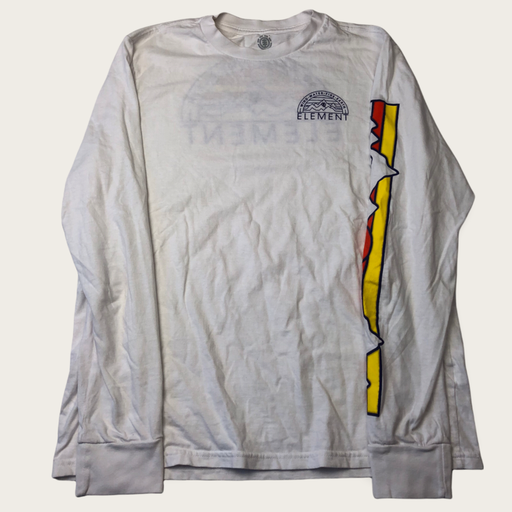Element Regular Fit White Graphic Long Sleeve Top Size Medium